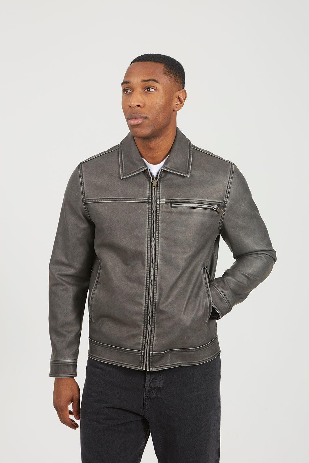 Zip Through Vintage PU Biker Jacket by BRAVE SOUL