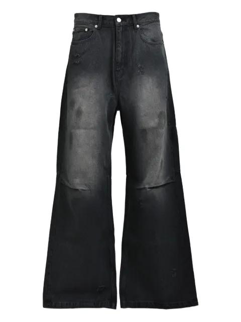 distressed-detail logo-patch jeans by BREATH