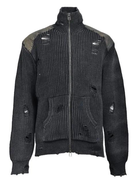 distressed-details cardigan by BREATH