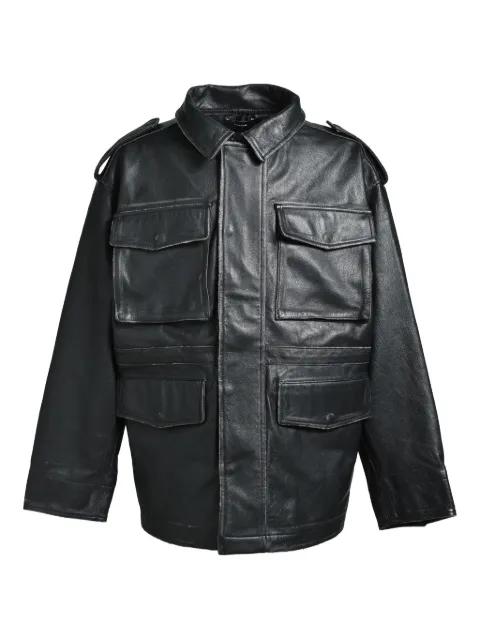 flap-pocket leather jacket by BREATH