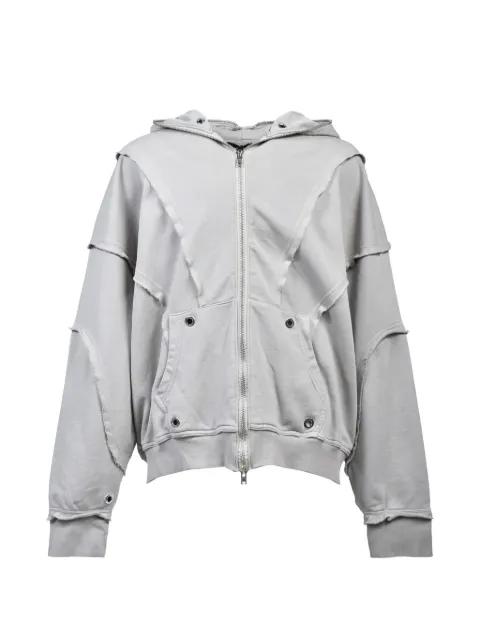 frayed zip-up hoodie by BREATH