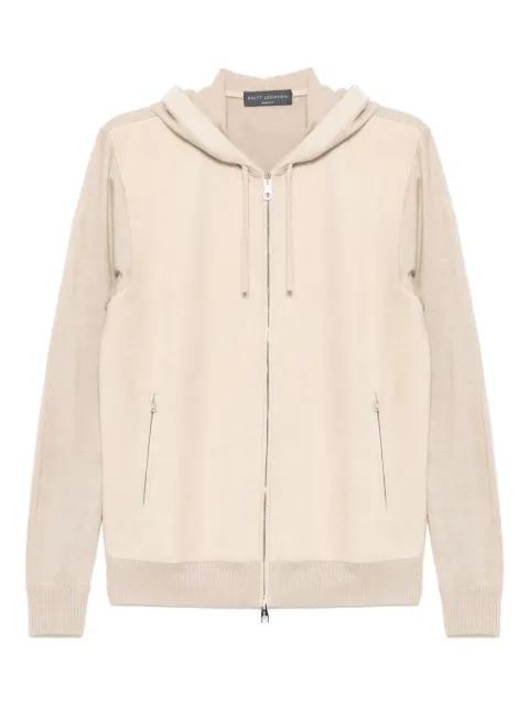 mixed media full-zip hoodie by BRETT JOHNSON