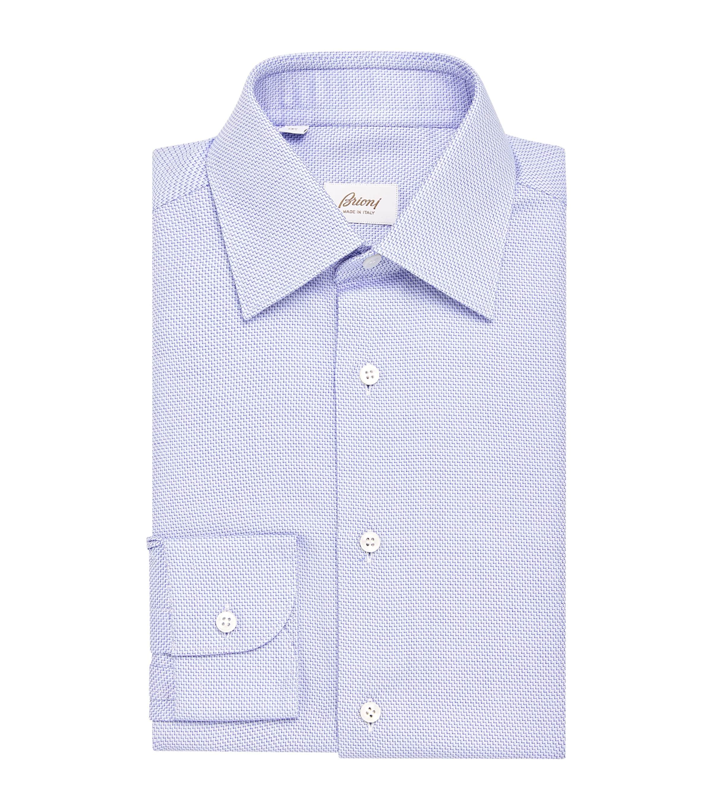 Brioni Cotton Micro-Houndstooth Shirt by BRIONI