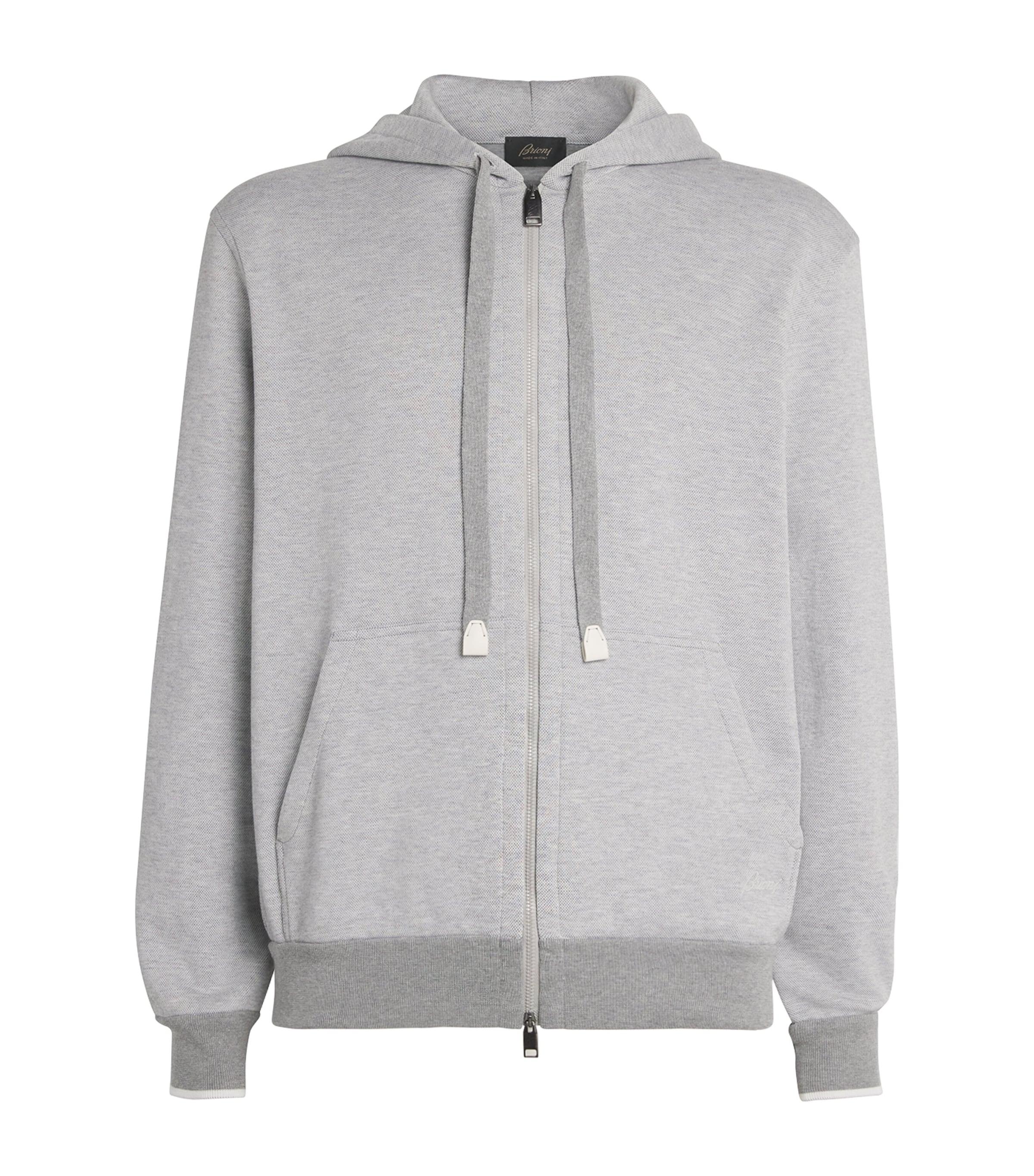 Brioni Stretch-Cotton Zip-Up Hoodie by BRIONI
