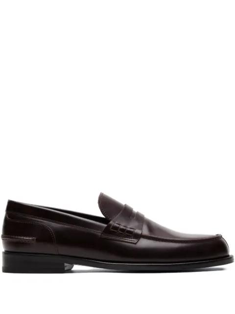 College leather penny loafers by BRIONI