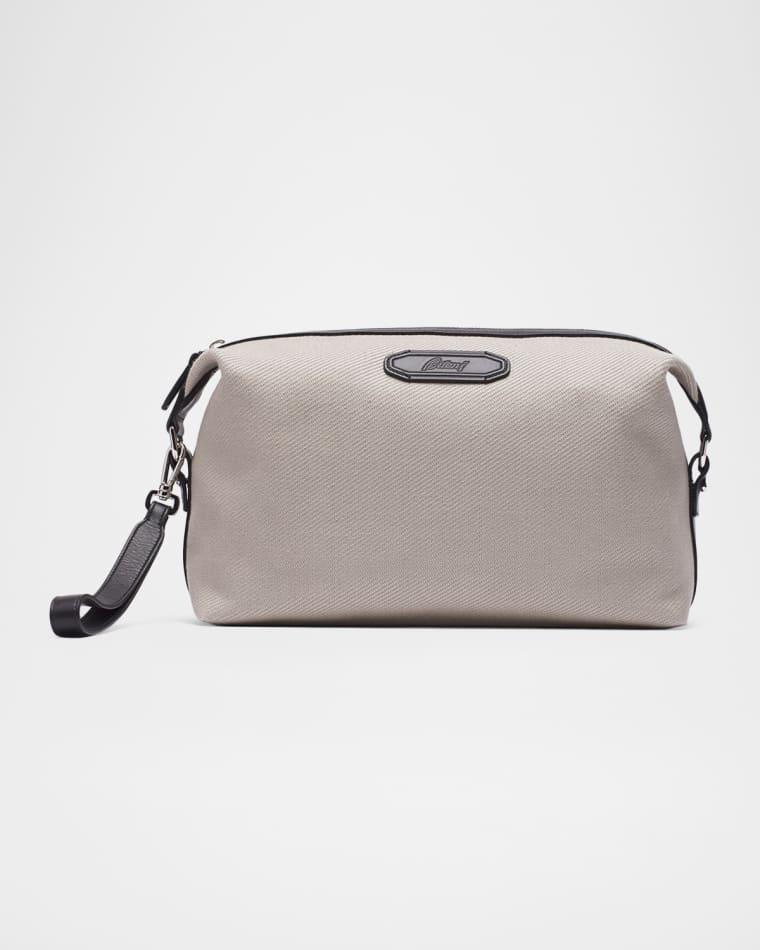 Men's Canvas and Leather Via Veneto Zip Pouch by BRIONI