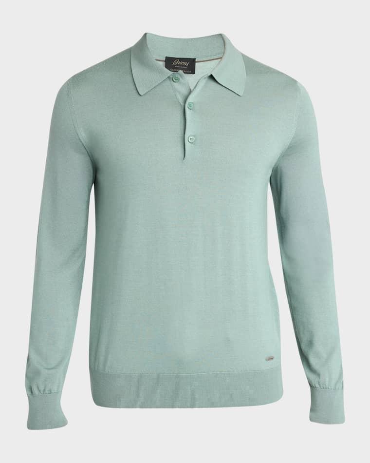Men's Cashmere-Silk Polo Sweater by BRIONI