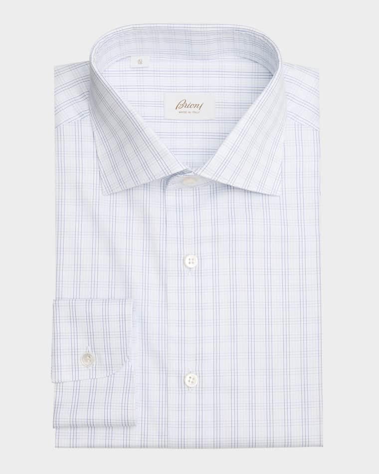 Men's Cotton Check Modern-Fit Dress Shirt by BRIONI