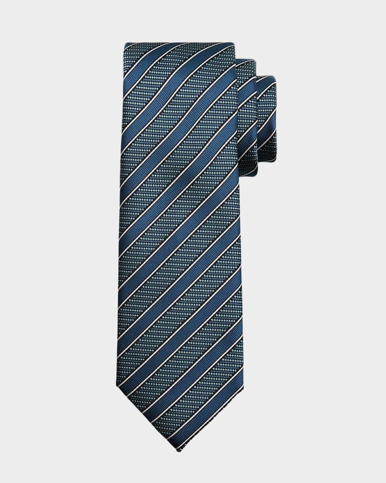 Men's Diagonal Stripe Jacquard Silk Tie by BRIONI