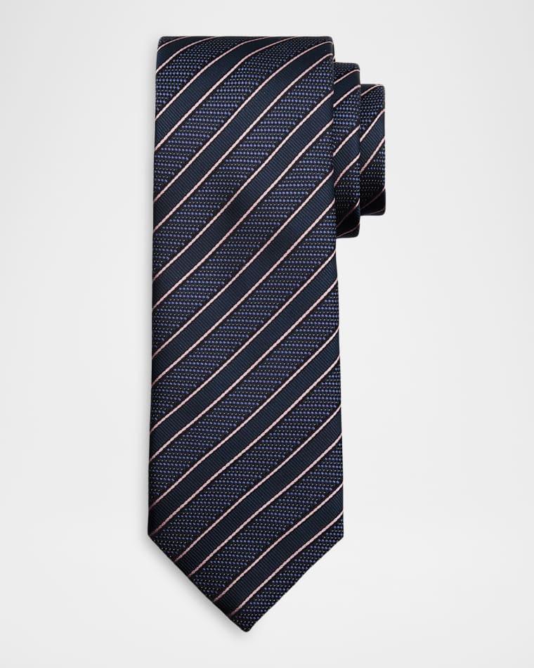 Men's Diagonal Stripe Jacquard Silk Tie by BRIONI