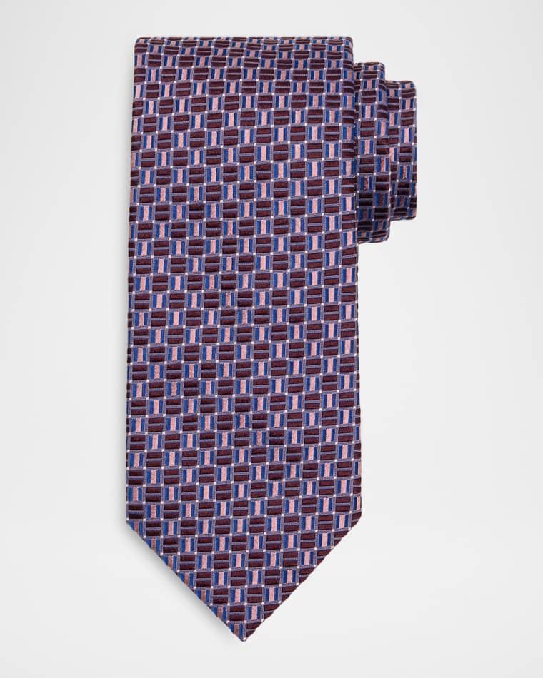 Men's Geometric Square Jacquard Silk Tie by BRIONI