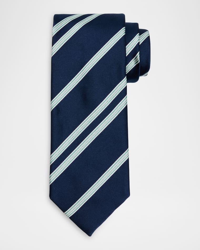Men's Herringbone Stripe Jacquard Silk Tie by BRIONI