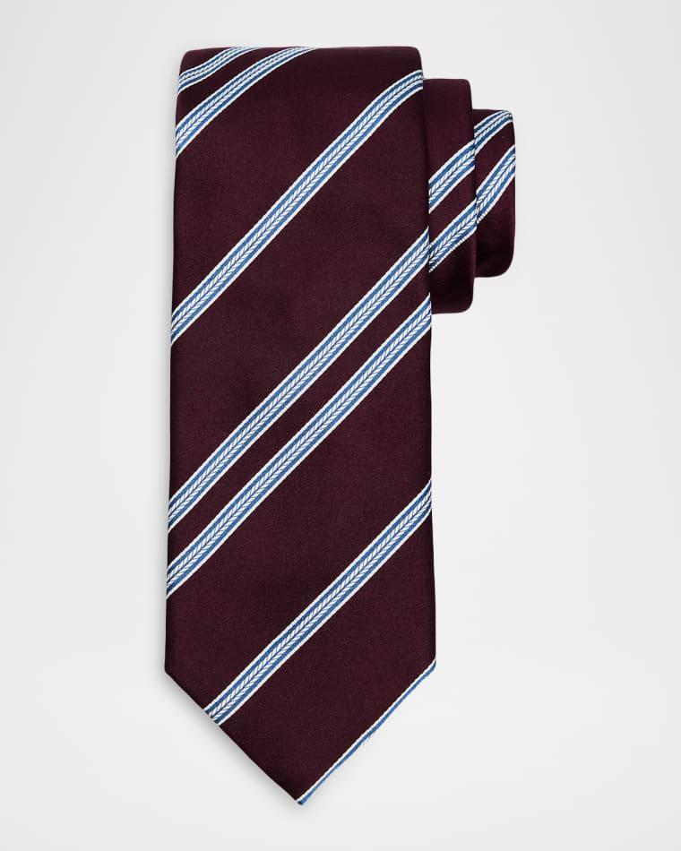 Men's Herringbone Stripe Jacquard Silk Tie by BRIONI