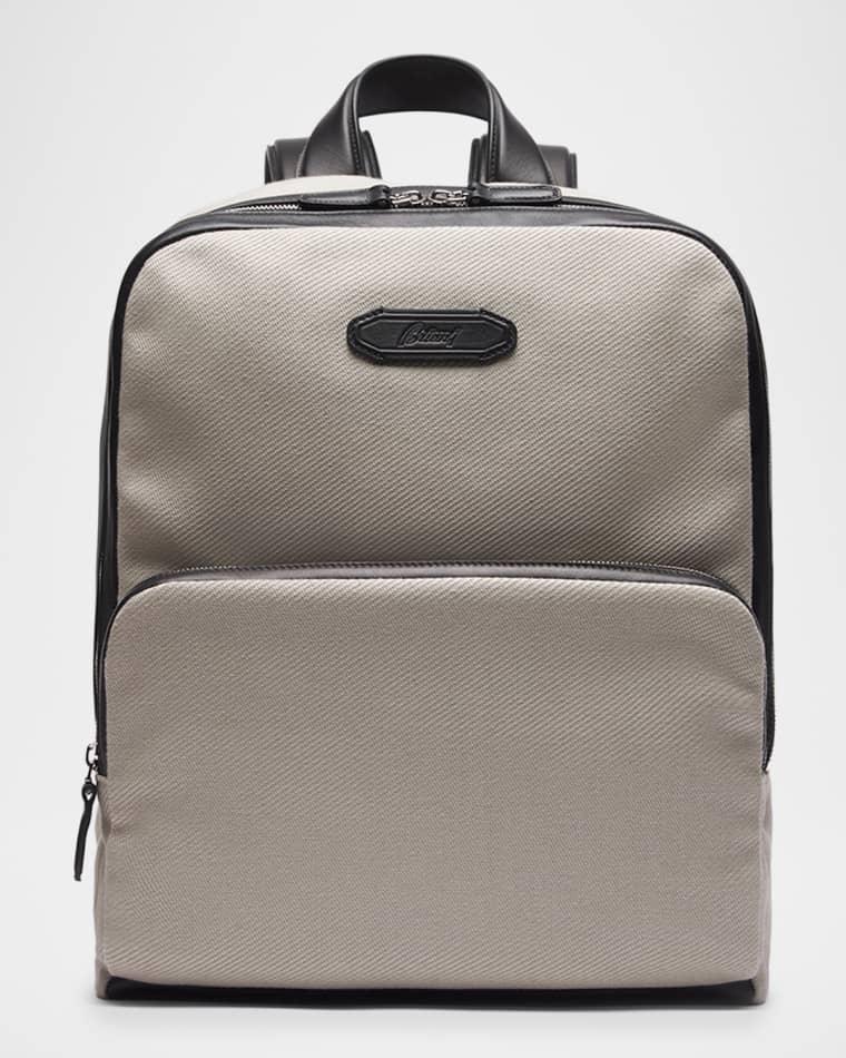 Men's Leather-Trim Canvas Backpack by BRIONI