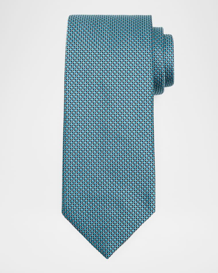 Men's Micro-Geometric Square Jacquard Silk Tie by BRIONI
