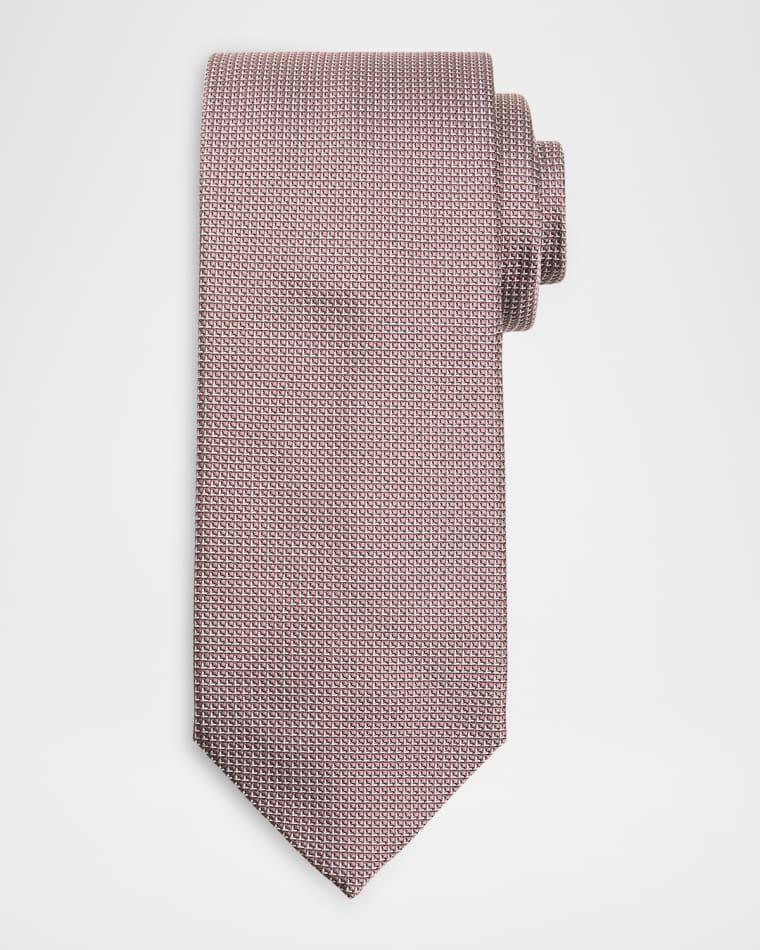 Men's Micro-Geometric Square Jacquard Silk Tie by BRIONI