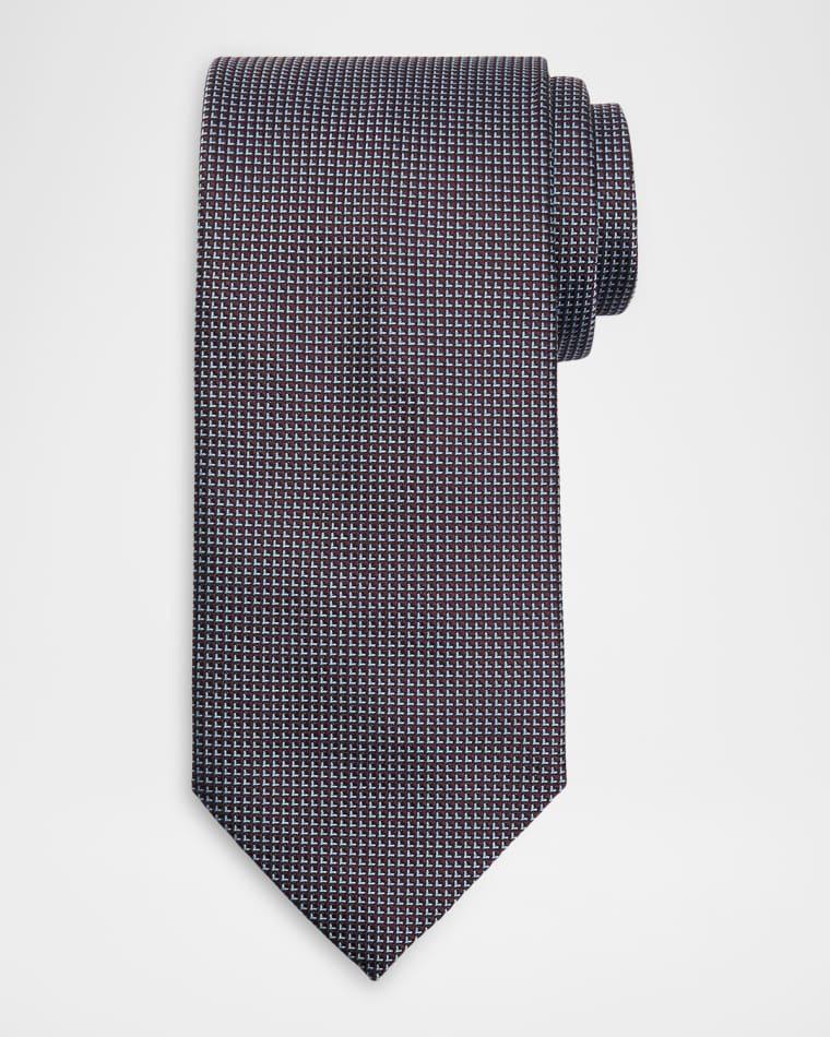 Men's Micro-Geometric Square Jacquard Silk Tie by BRIONI
