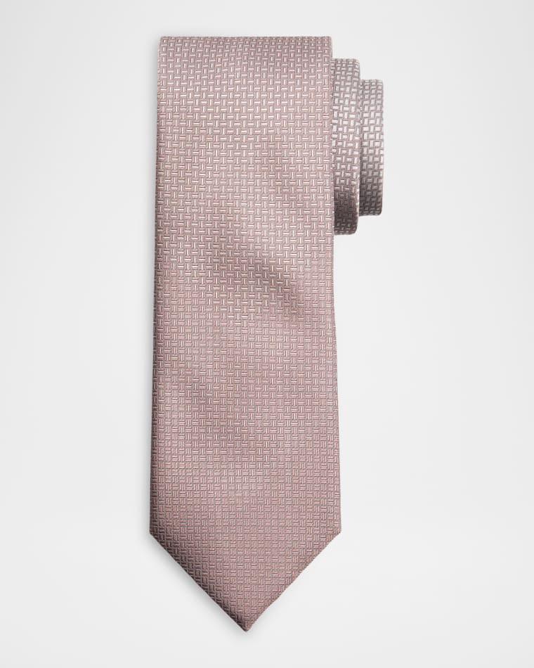 Men's Micro-Geometric Square Jacquard Silk Tie by BRIONI