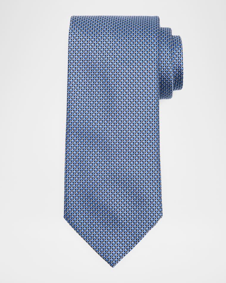 Men's Micro-Geometric Square Jacquard Silk Tie by BRIONI