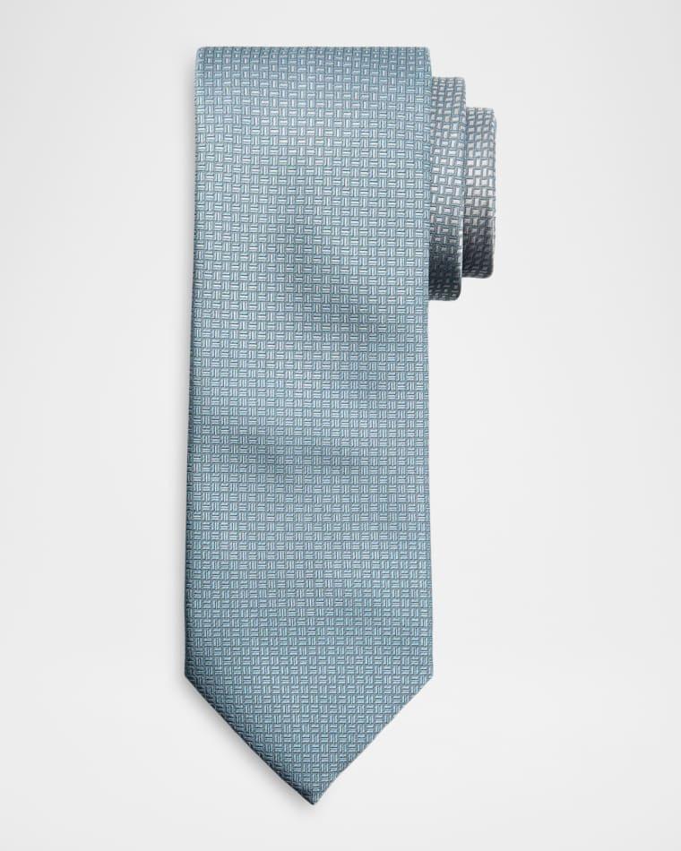 Men's Micro-Geometric Square Jacquard Silk Tie by BRIONI