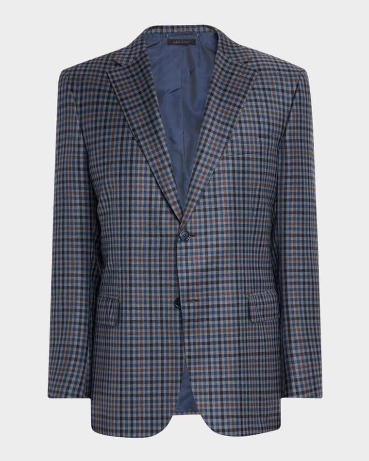 Men's Multi-Check Wool Single-Breasted Sport Coat by BRIONI