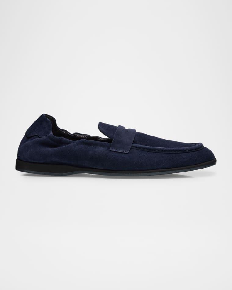 Men's Suede Flex-Sole Penny Loafers by BRIONI