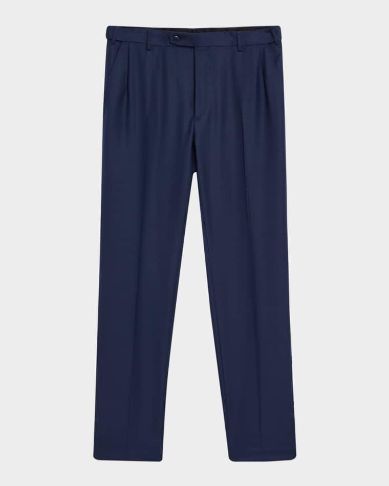 Men's Wool Textured Straight-Fit Formal Pants by BRIONI