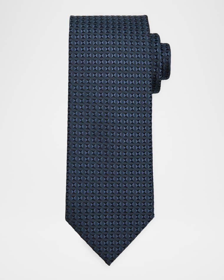 Men's Woven Micro-Geometric Silk Tie by BRIONI