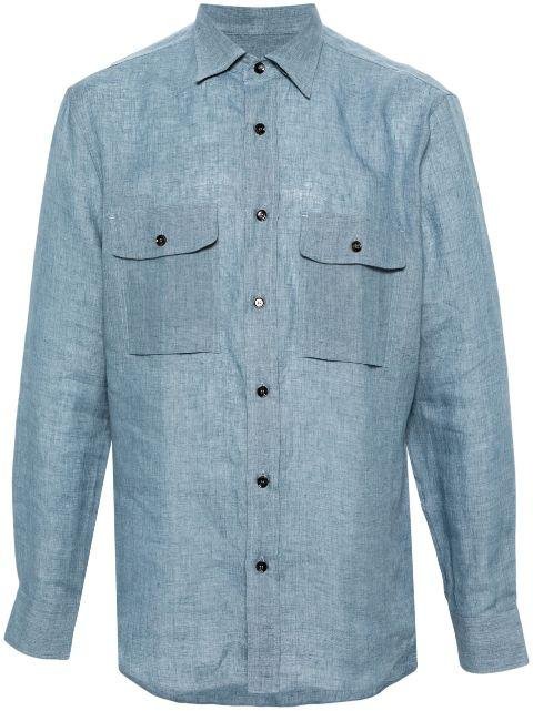 button-down collar linen shirt by BRIONI