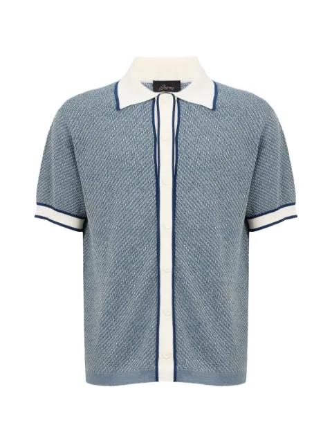 chevron-knit button-through polo shirt by BRIONI