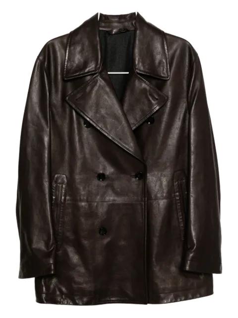double-breasted leather jacket by BRIONI