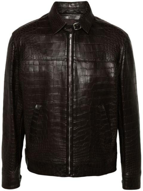embossed-leather jacket by BRIONI