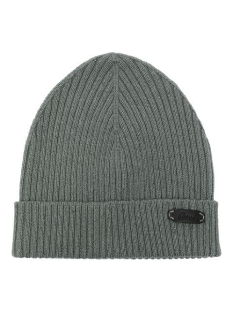 logo-patch ribbed-knit beanie by BRIONI