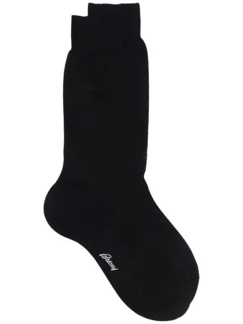 logo-print cotton socks by BRIONI
