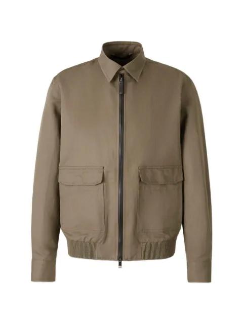 patch-detail zip-up jacket by BRIONI