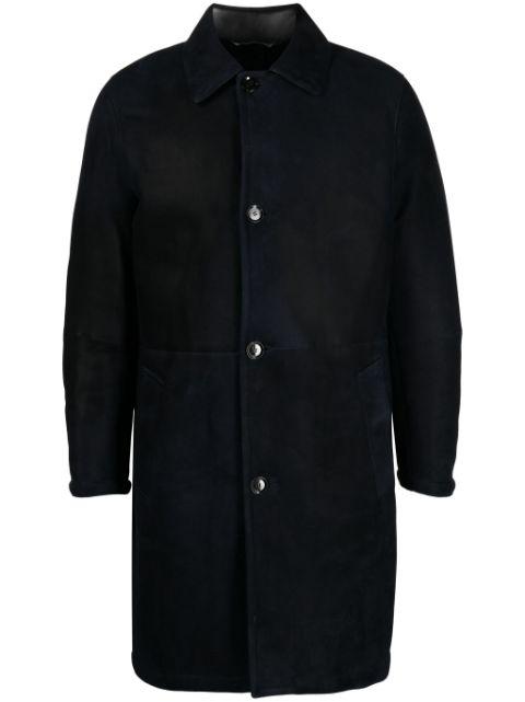 single-breasted leather coat by BRIONI