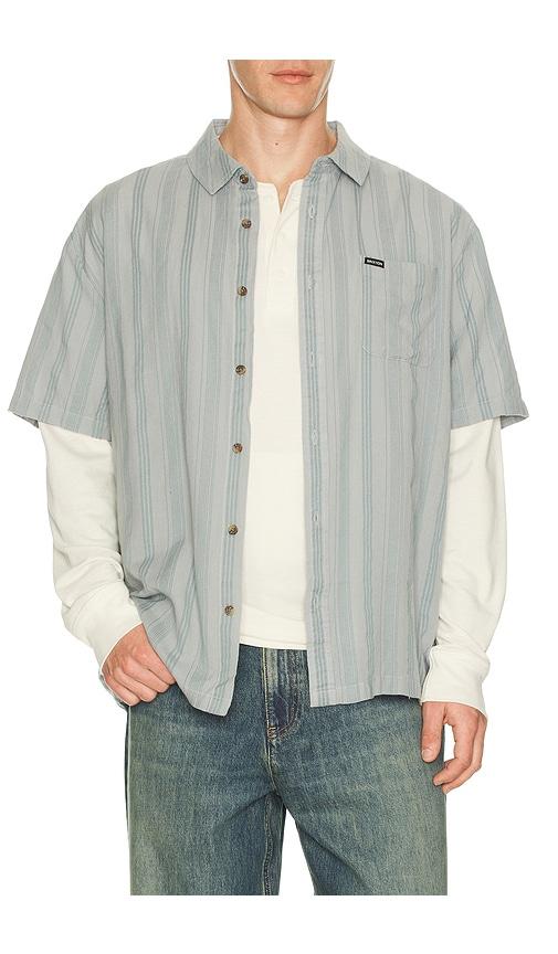 Brixton CRU Striped Dobby Woven Shirt in Blue by BRIXTON