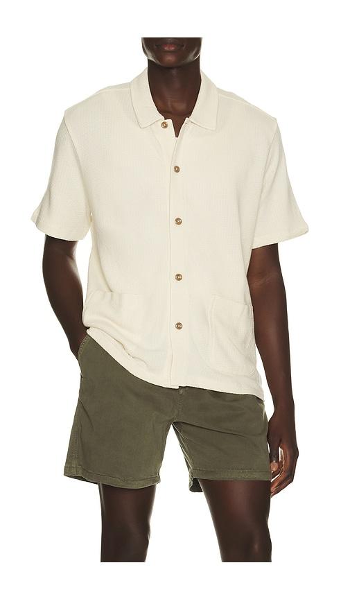 Brixton Poolside Short Sleeve Knit Shirt in Cream by BRIXTON