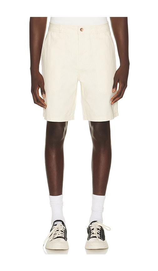 Brixton Surplus Vintage Wash Herringbone Short in Cream by BRIXTON