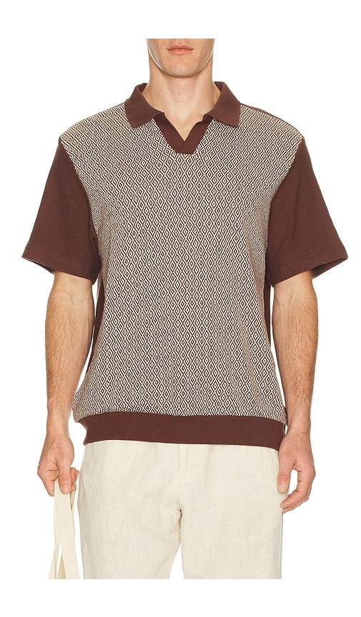 Brixton Theo Jacquard Short Sleeve Polo in Brown by BRIXTON