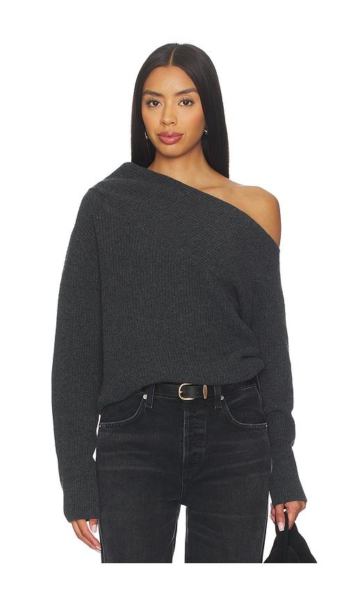 Brochu Walker Hart Off Shoulder Pullover in Charcoal by BROCHU WALKER
