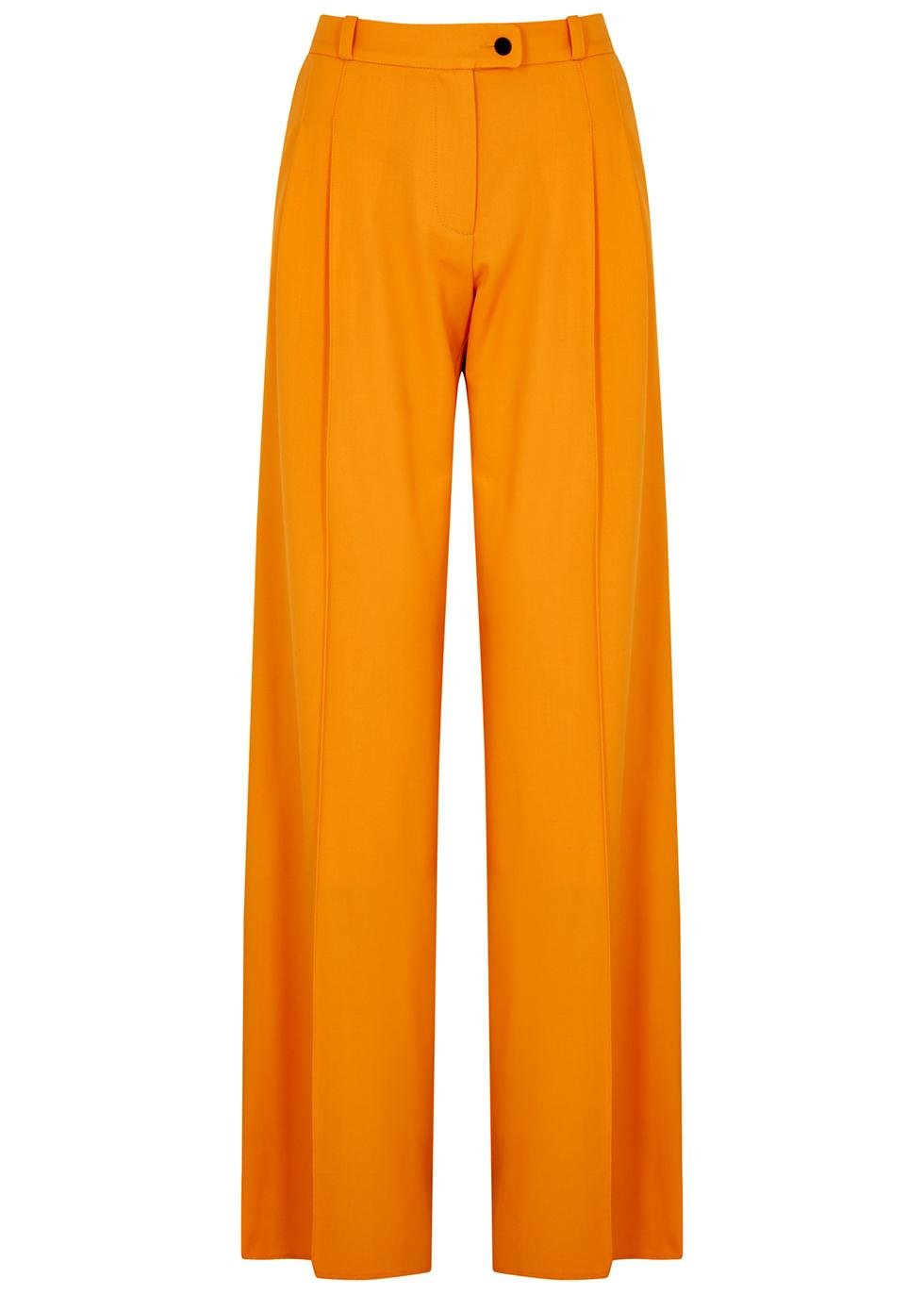 Rue orange wide-leg wool-blend trousers by BROGGER
