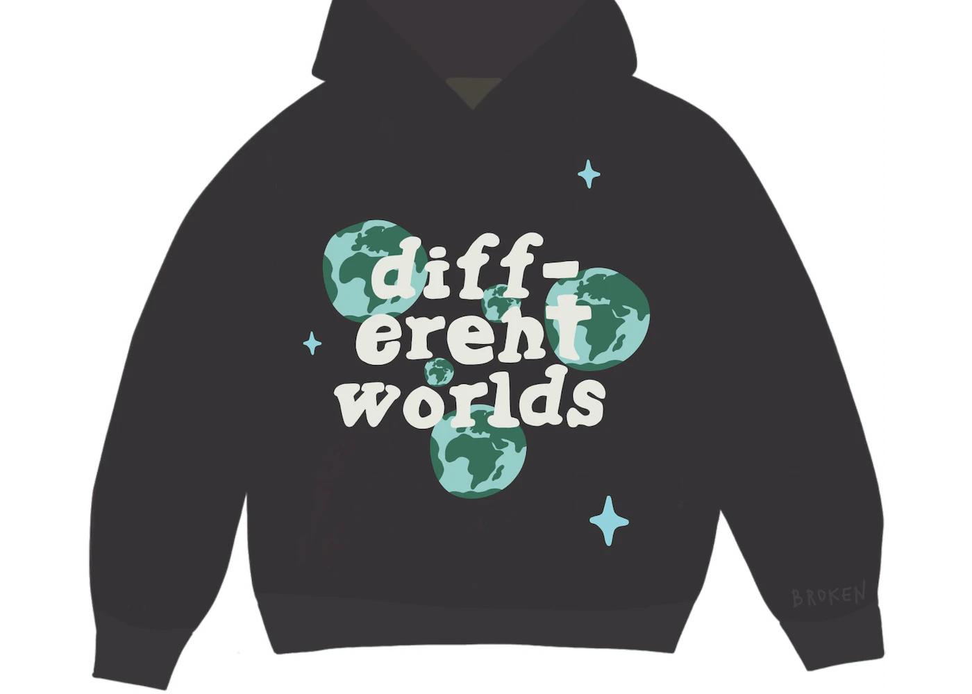 Different Worlds Hoodie Onyx by BROKEN PLANET MARKET