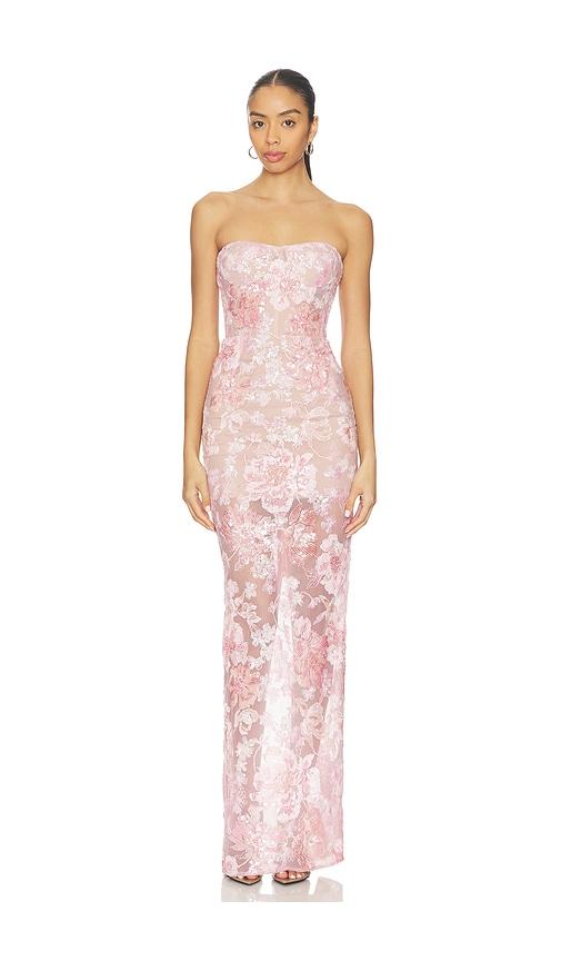 Bronx Banco Capri Sequin Dahlia Strapless Maxi Dress in Blush by BRONX BANCO