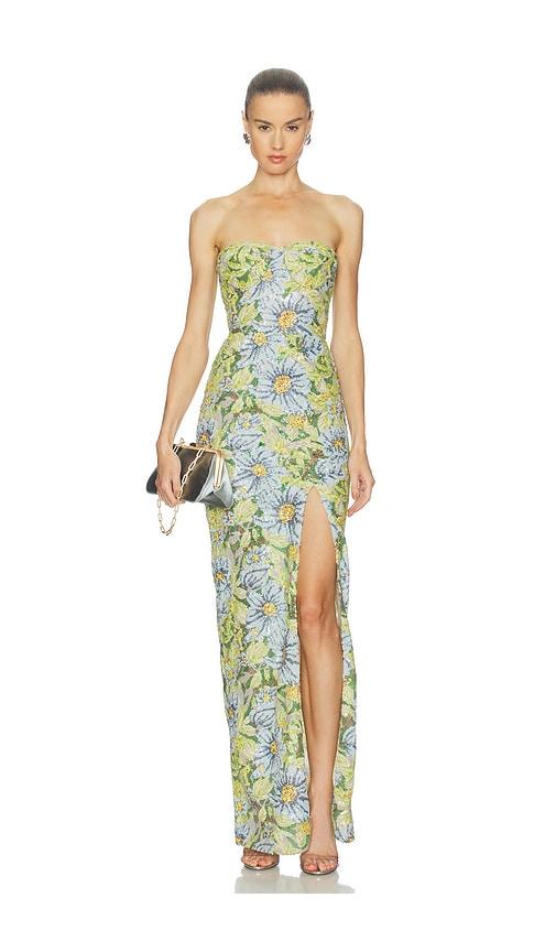 Bronx Banco Valentina Pailette Veronica Maxi Dress With Slit in Blue,Green by BRONX BANCO