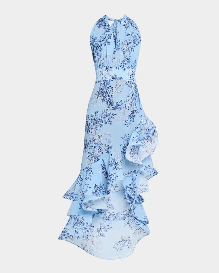 Bronte Floral-Print Ruffle Halter Maxi Dress by BRONX&BANCO