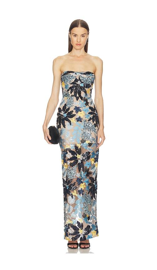 Bronx and Banco Dahlia Strapless Maxi Dress in Blue by BRONX&BANCO