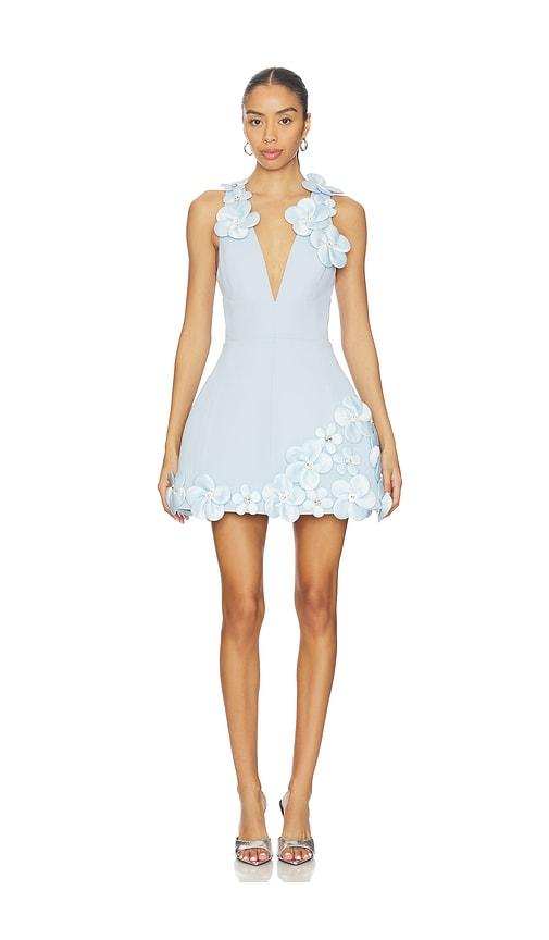 Bronx and Banco Estelle Floral V-neck Mini Dress in Baby Blue by BRONX&BANCO