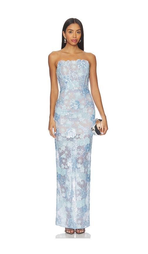 Bronx and Banco Farah Ocean Blue Sequin Maxi Dress in Blue by BRONX&BANCO