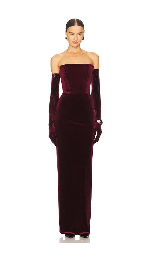 Bronx and Banco Florentina Strapless Velvet Gown in Burgundy by BRONX&BANCO